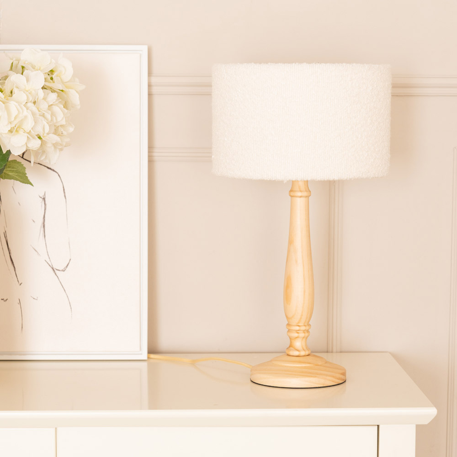 Image of Victoria Candlestick Light Wood Table Lamp&hellip;