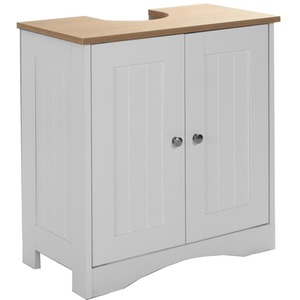 White & Oak Bathroom Under Sink Cabinet Storage Furniture shot 7357754