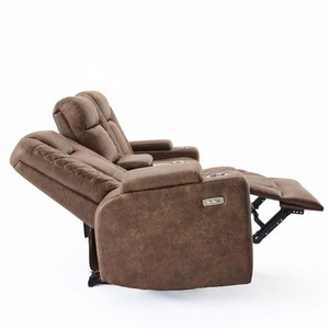 Brown Ashton 2 Seater Fabric Auto Recliner Sofa With Console shot 7381093