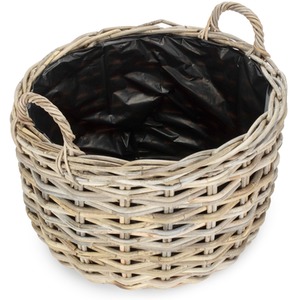 Curved Base Rattan Planter With Plastic Lining