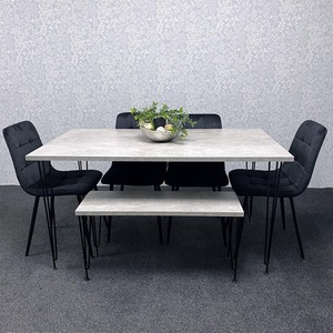 Iron Stone Grey Dining Table Set of 6