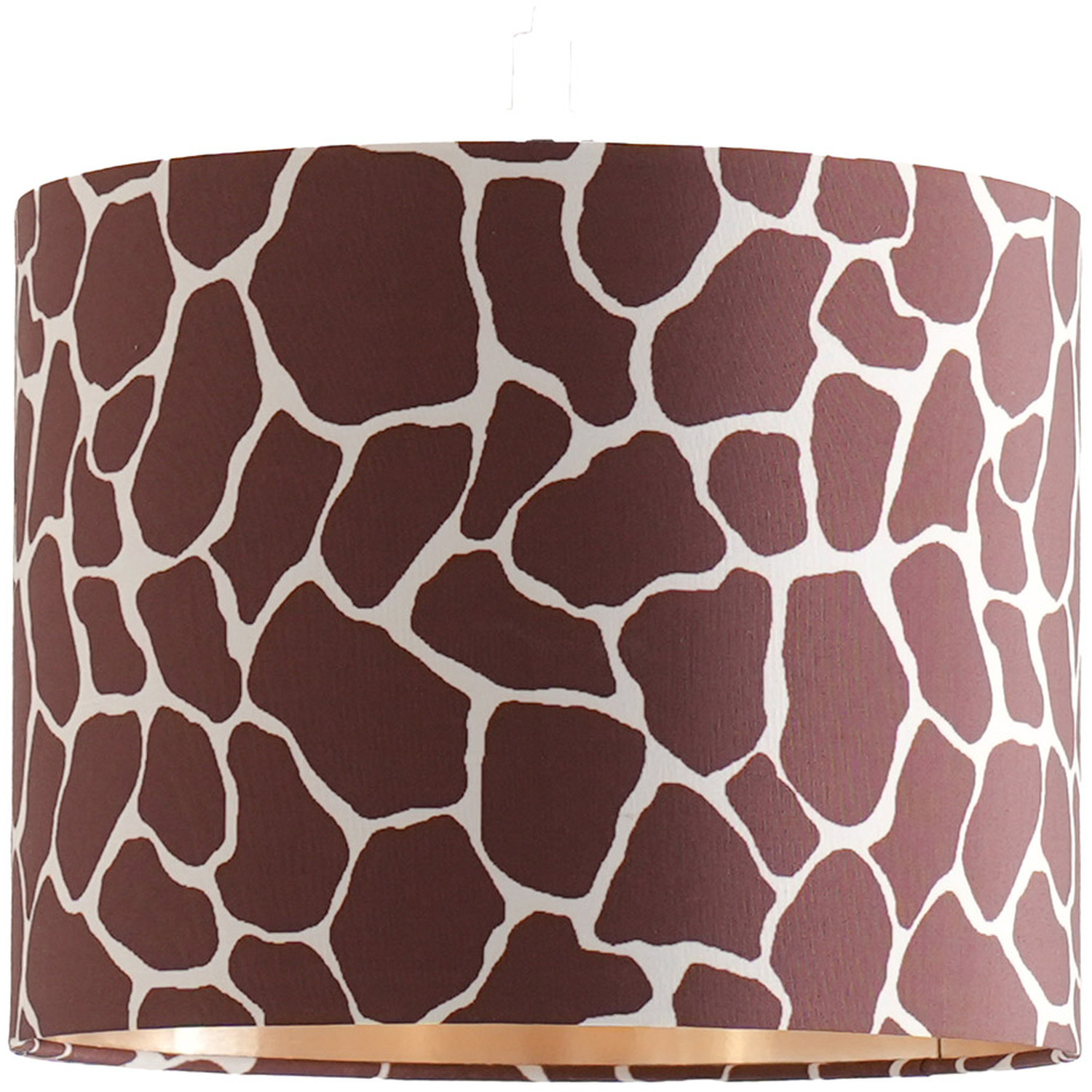 Oasis Small Giraffe Print Metallic Inner Ceiling Drum Lamp Shade and LED Bulb - Brown
