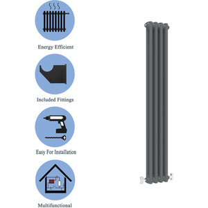 Anthracite / 150cm / 20cm Vertical Traditional Cast Iron Style Radiator 1500-1800mm 2 Column Anthracite shot 8210029