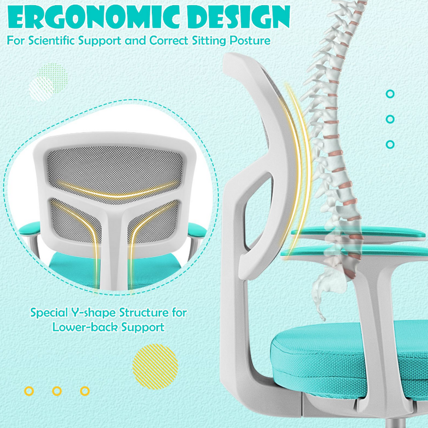 Kids Desk Chair Study Chair - Turquoise