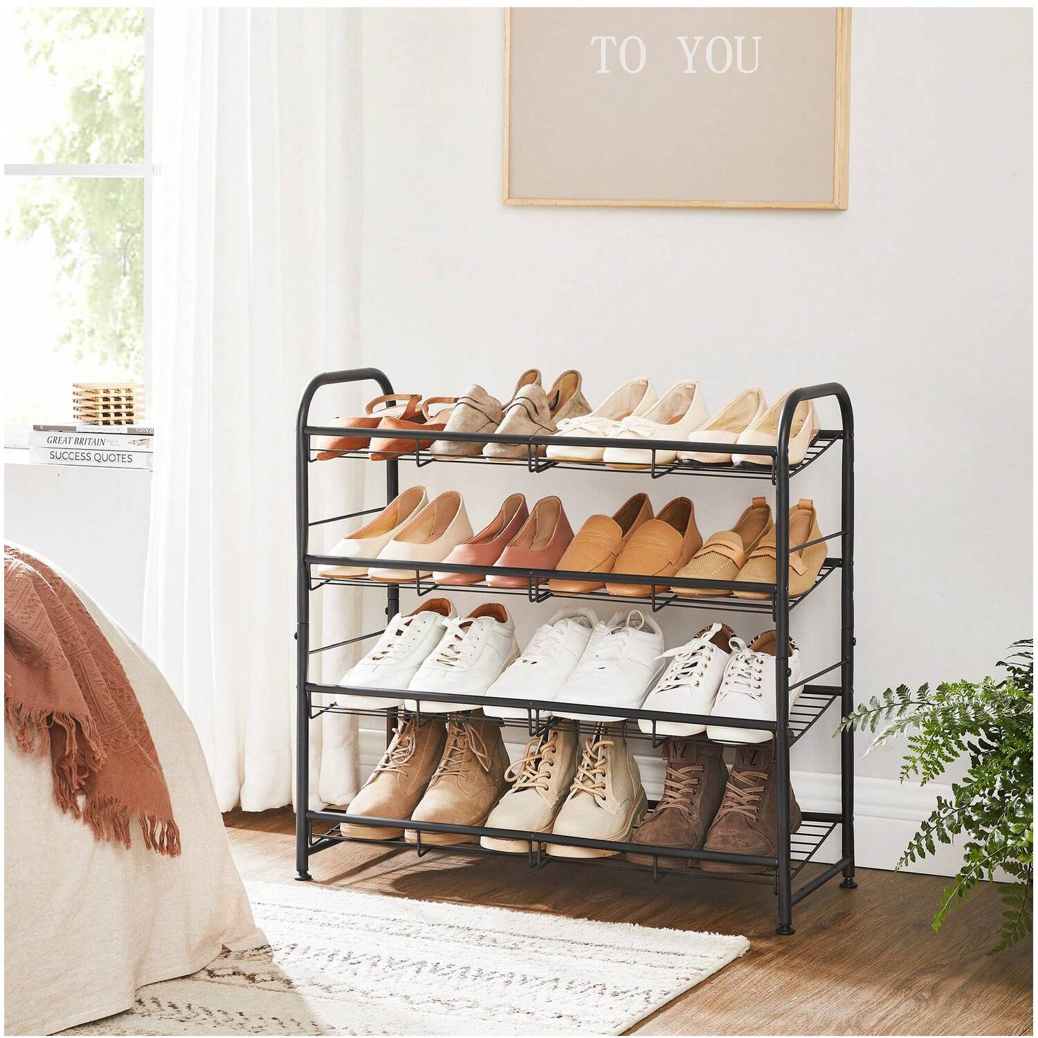 SONGMICS 4-Tier Stackable Shoe Rack