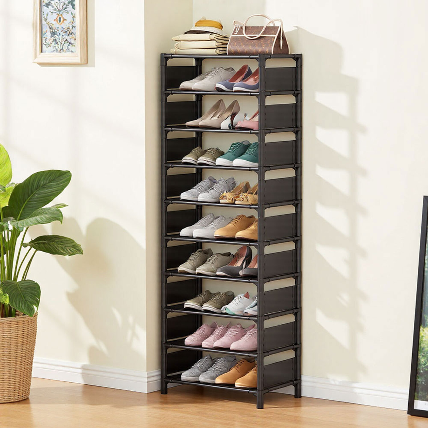 Side Way Shoe Rack Lifeideas 10-Tier Shoe Rack with Side Panels