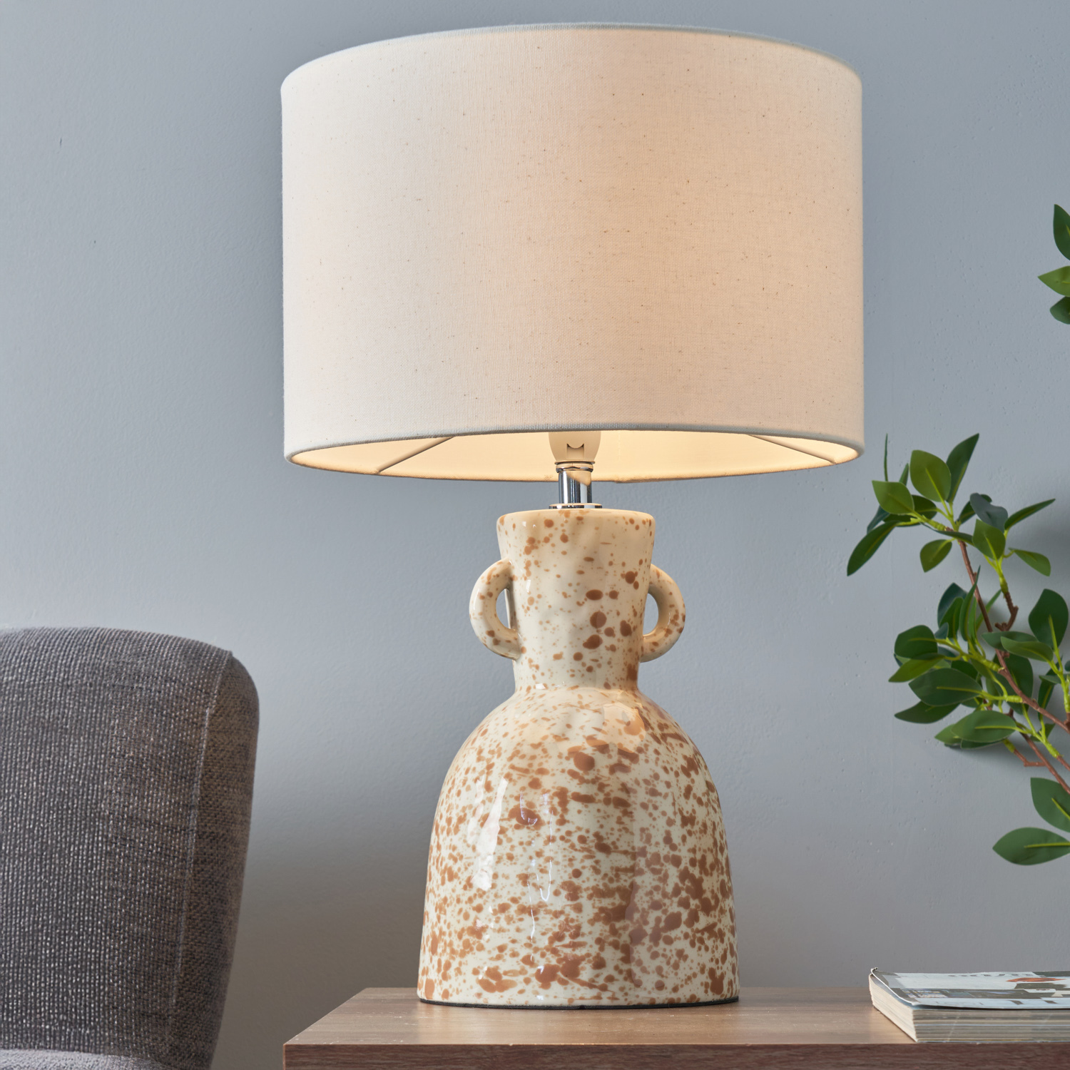 Pattie Ceramic Splatter Effect Table Lamp - Natural