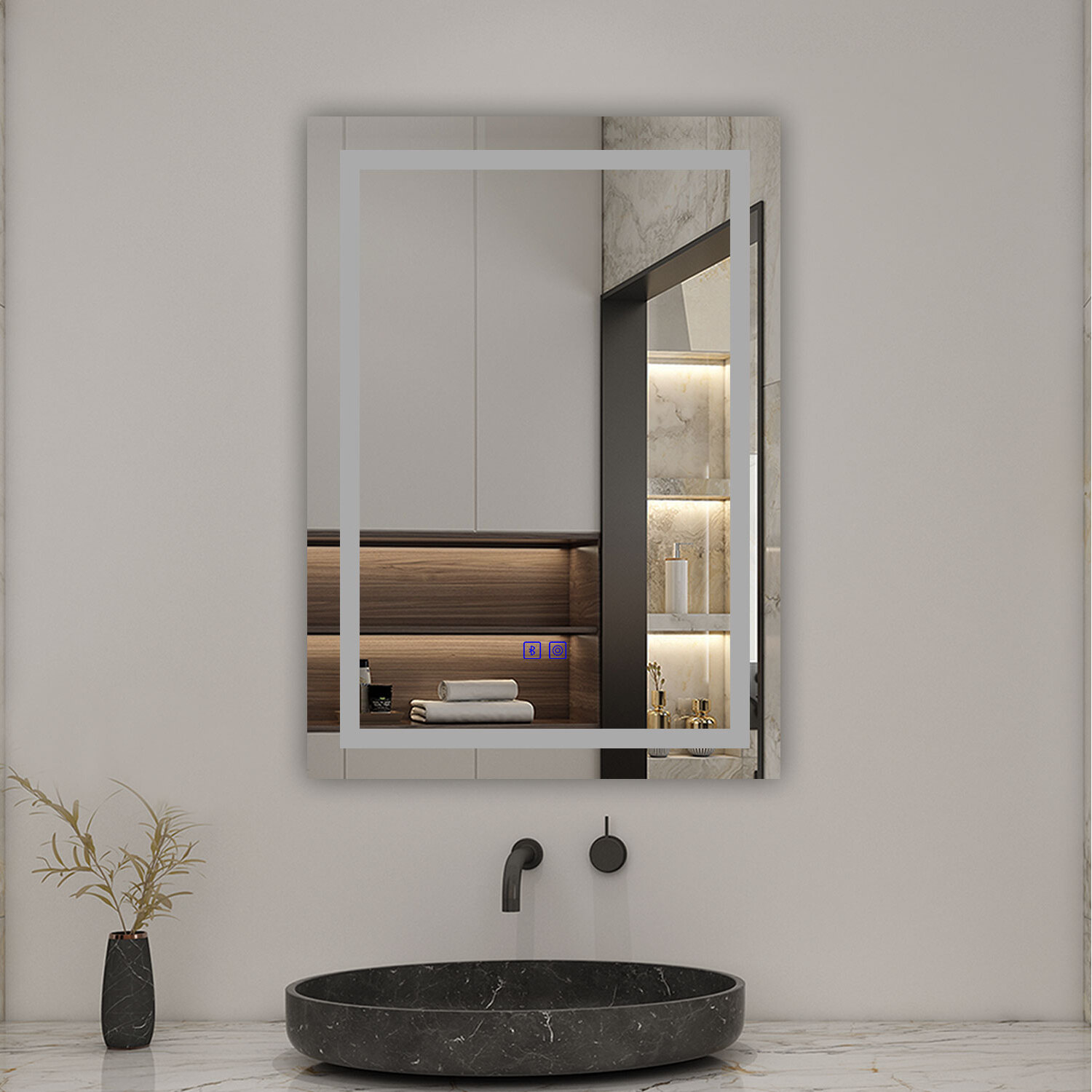 Bathroom Mirror With Lights Speaker 3 Colours Led - White 500x700mm