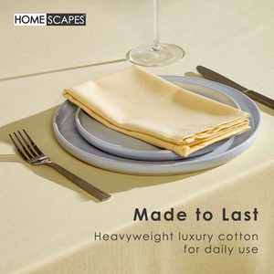 Cream Plain Cotton Round Tablecloth shot 9903216