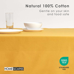 Mustard Plain Cotton Round Tablecloth shot 9904060