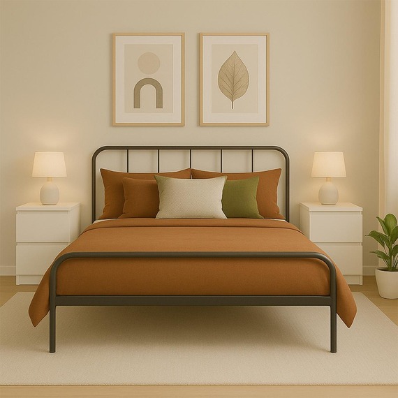 Double Bed Frame with Rounded Headboard