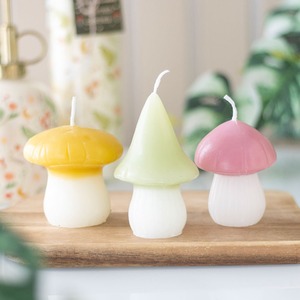 Set of 3 Pastel Mushroom Decorative Candles