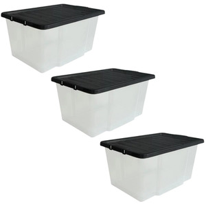 50L Stackable Storage Box with Black Lid