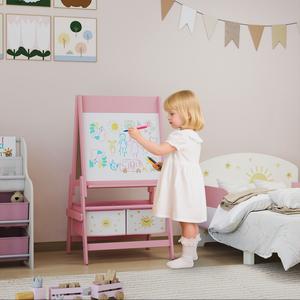 Art Easel for Kids, 3-in-1 Double Sided Whiteboard  Blackboard