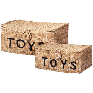 Set of 2 Natural Seagrass Jute Toy Baskets