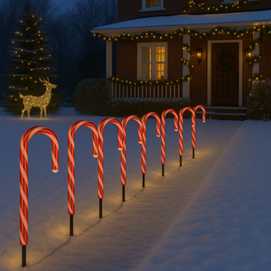 Christmas Candy Cane Lights Outdoor Pathway Lights - 8-Pack