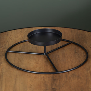 Black Round Metal Pillar Candle Ring Holder