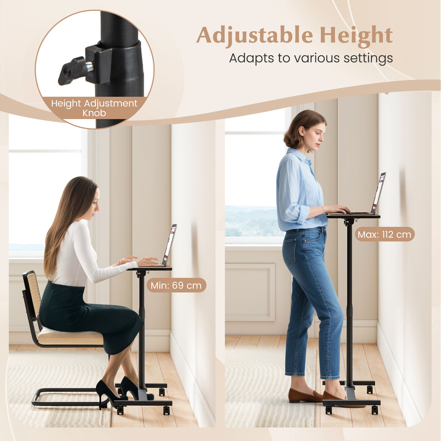 Tilting Bedside Table - Grey