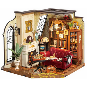 Catherine's Living Room, Wooden Dollhouse Kit With Furniture Decor