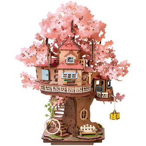 Sakura Tree House, 3D Wooden Puzzle Model Kits Decor Gift for Adults