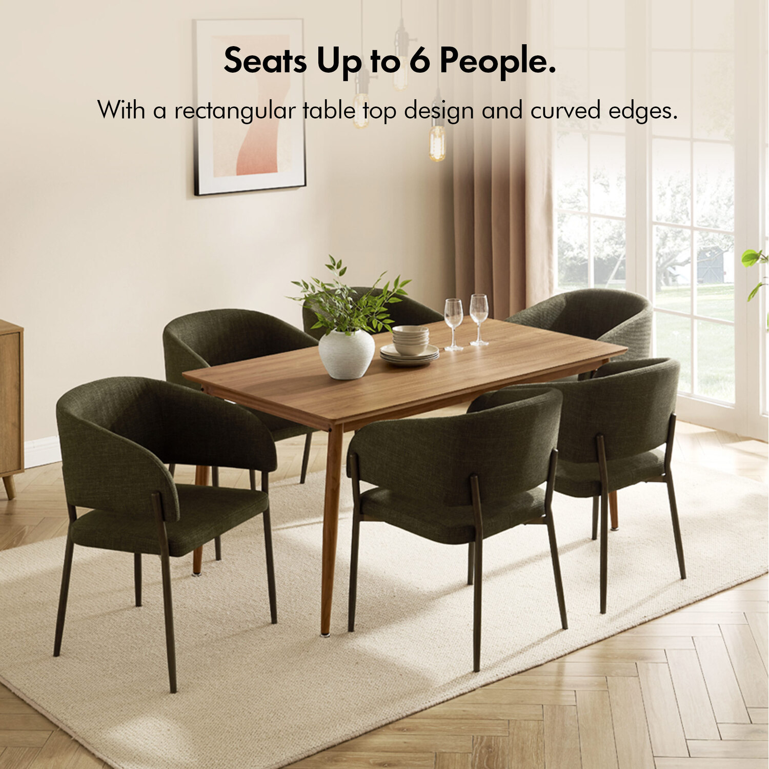 Burton Rectangular Dining Table Wood Effect - Dark Brown 150cm
