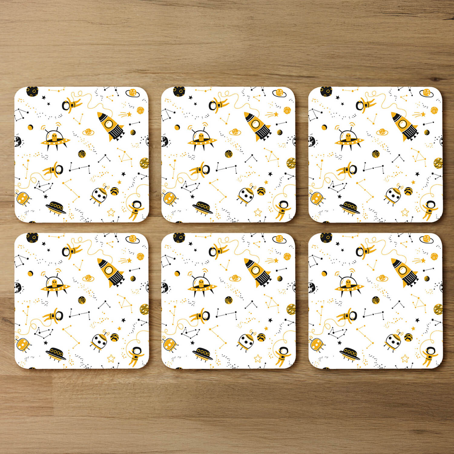 Space Pattern Coaster - Yellow