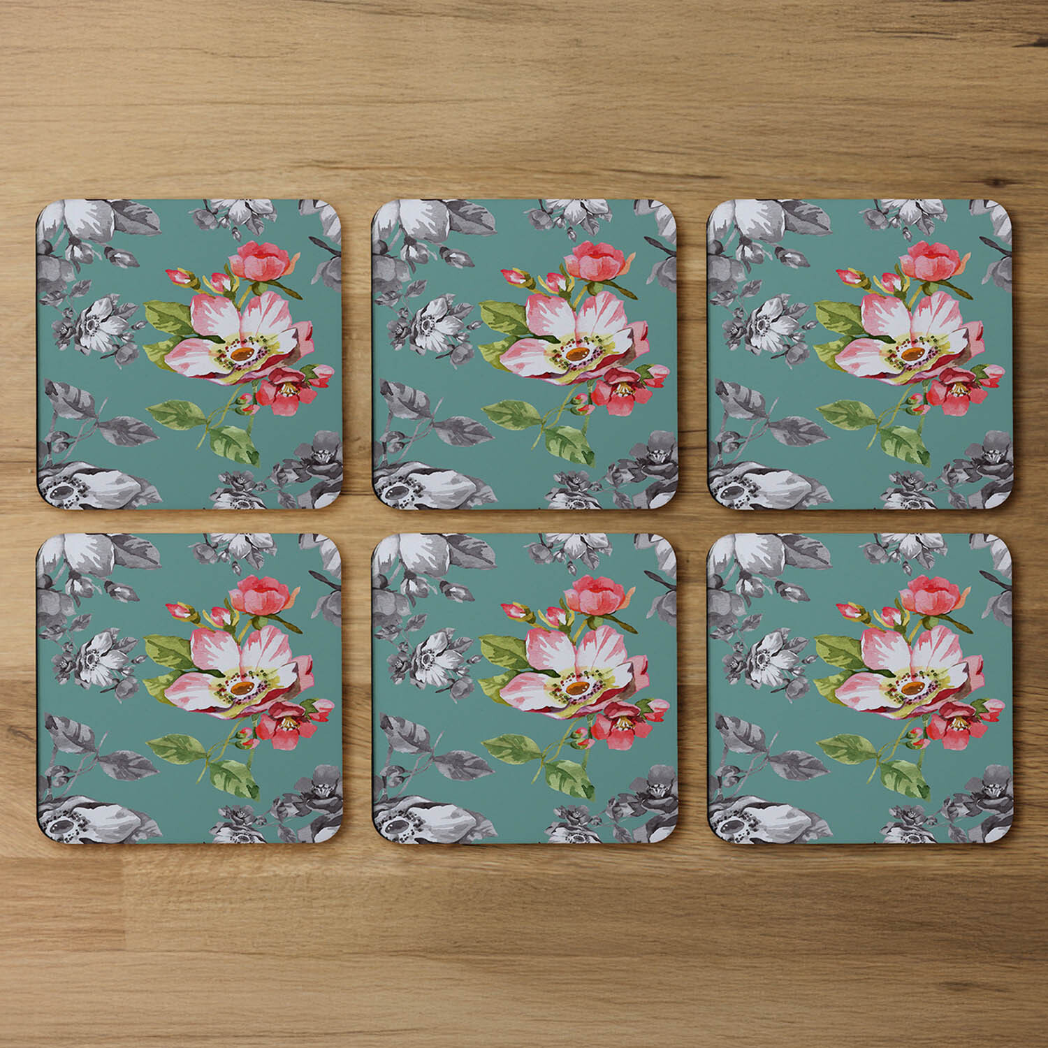 Bright Flower On Green Coaster - Green