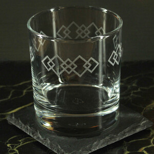 Engraved Set of 4 Side Whisky 11.5oz Squares Pattern Design