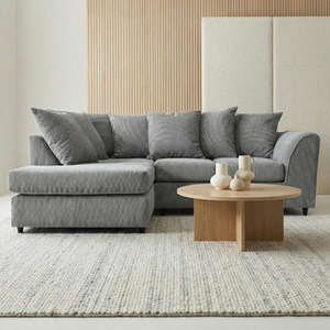 Grey / Left-hand Jumbo Grid Corner Sofa with Padded Cushions shot 12057339