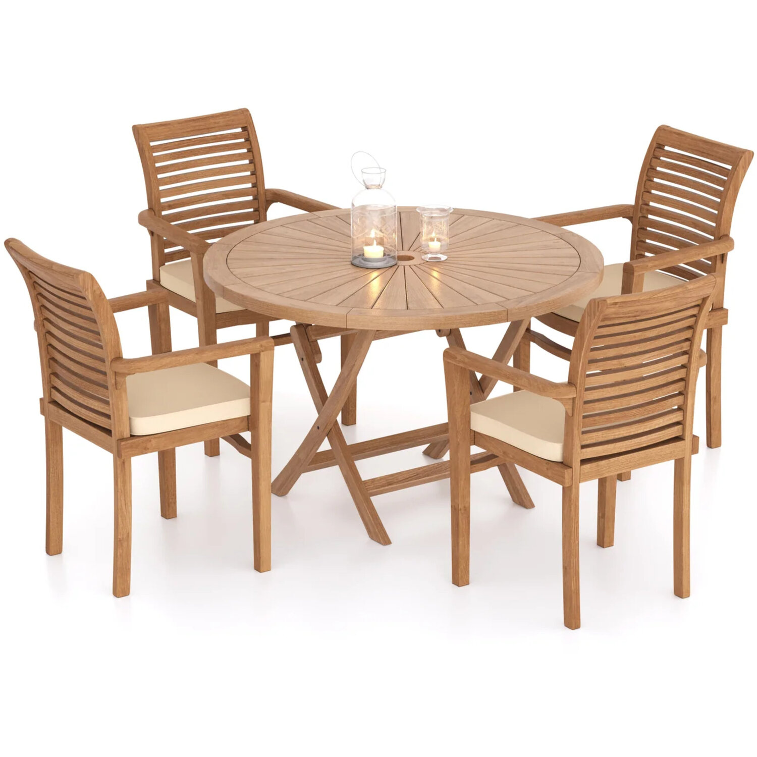 Stratford Teak Garden Dining Table And 8 Seat Chair Set - Teak Table 8 Chairs Black Cushions