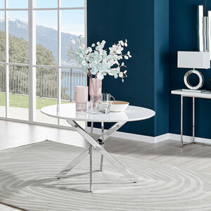 Novara 120cm White High Gloss Table Chrome Legs