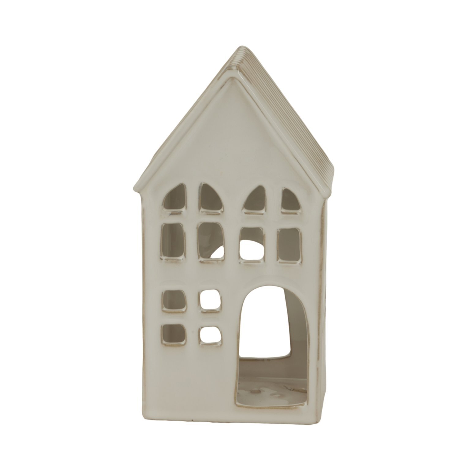 White Ceramic House Tea Light Holder Elegant Decorative Lighting - White