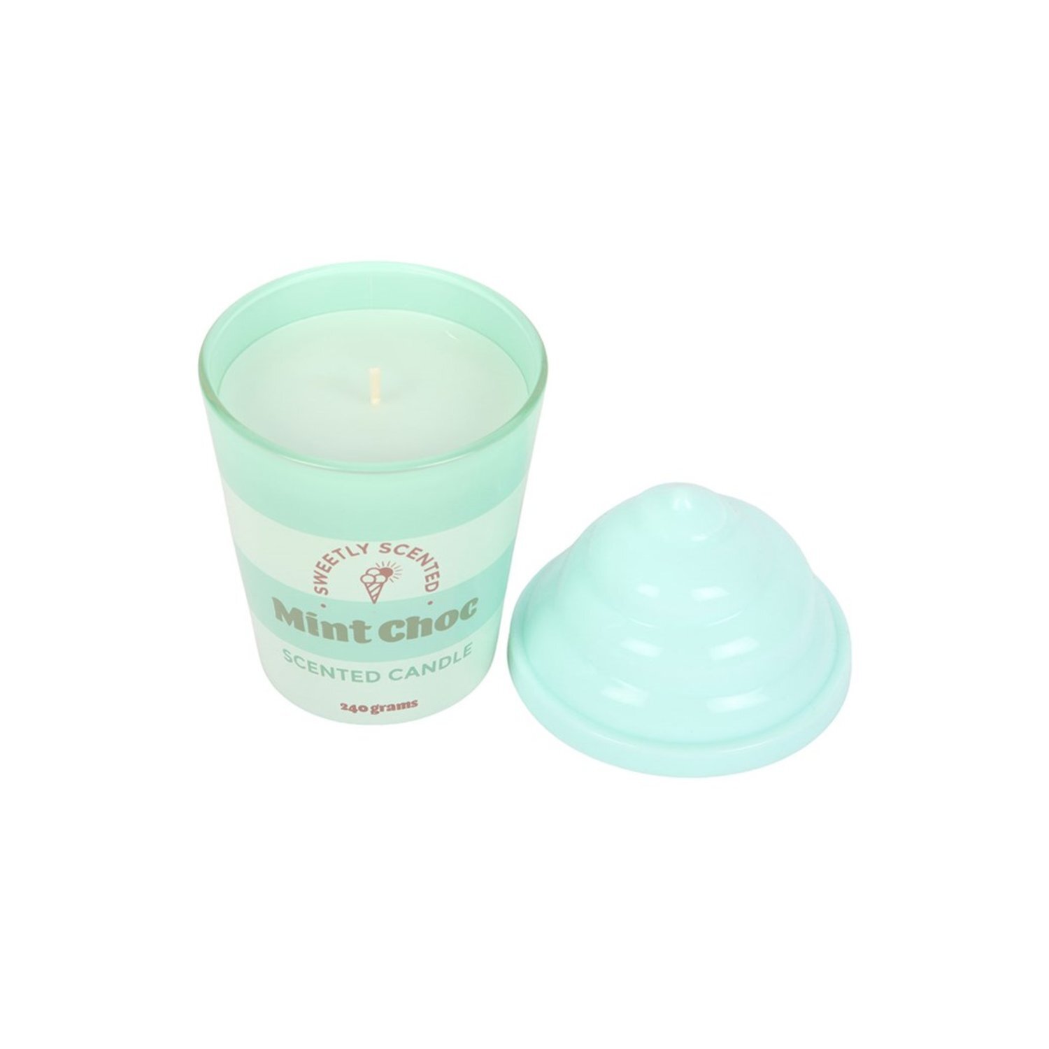 Mint Choc Ice Cream Scented Candle Retro Green Ceramic Tub - Cream