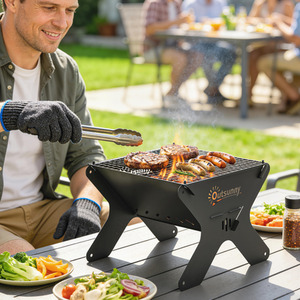 Outsunny 2-In-1 Portable BBQ Grill and Camping Fire Pit