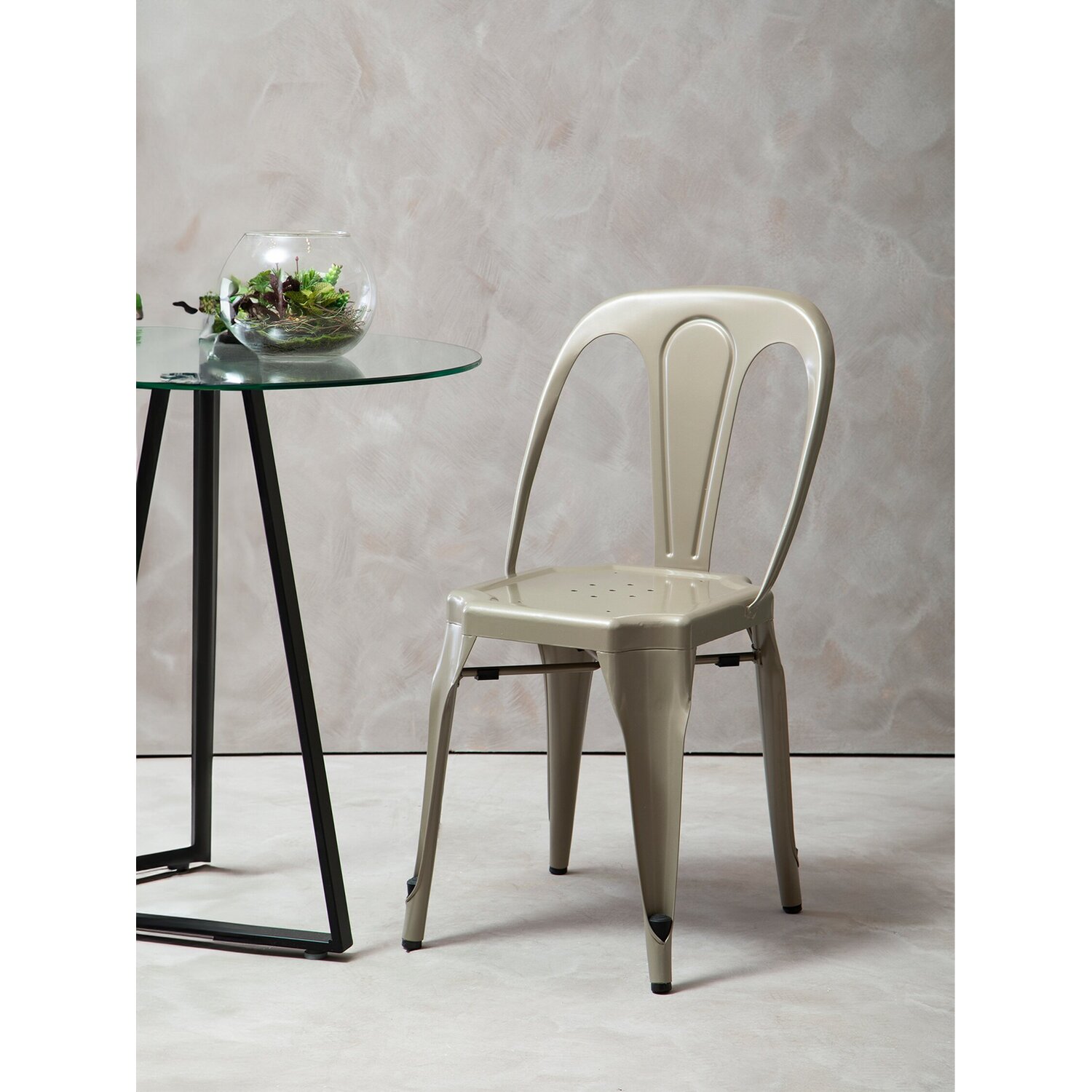 Grange Champagne Finish Metal Chair - Gold