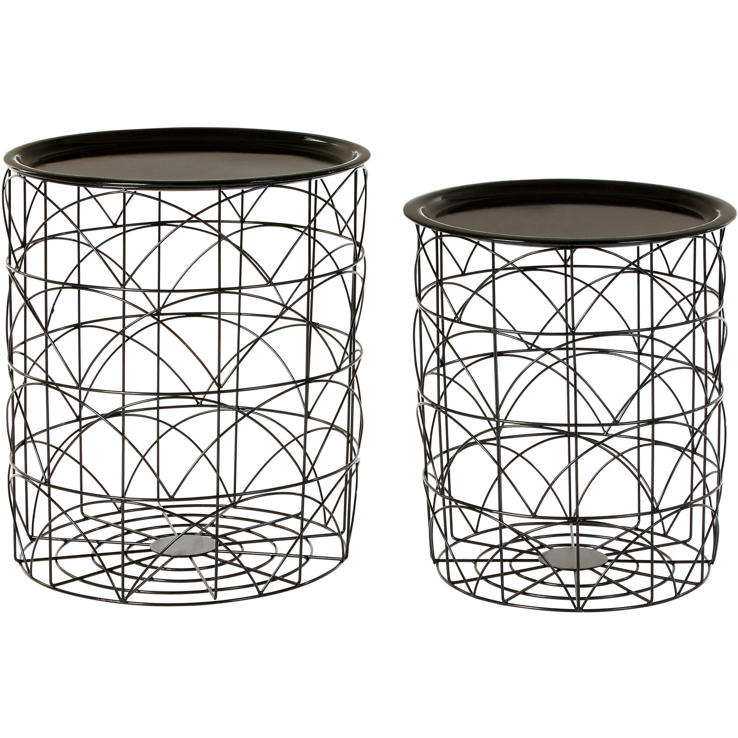 Interiors By Premier Hege Set Of 2 Black Wire Basket Tables - Black