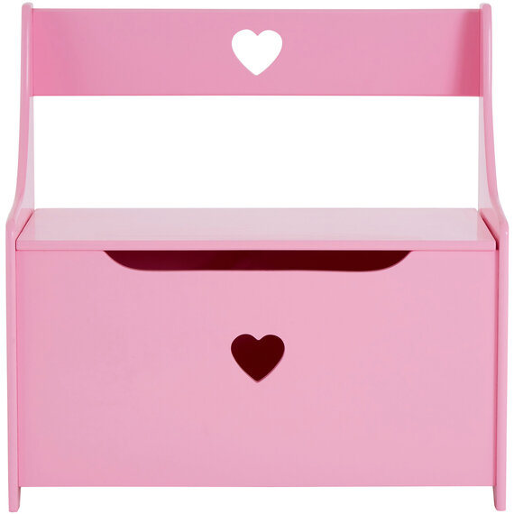 Kids Pink Heart Design Storage Box And Seat