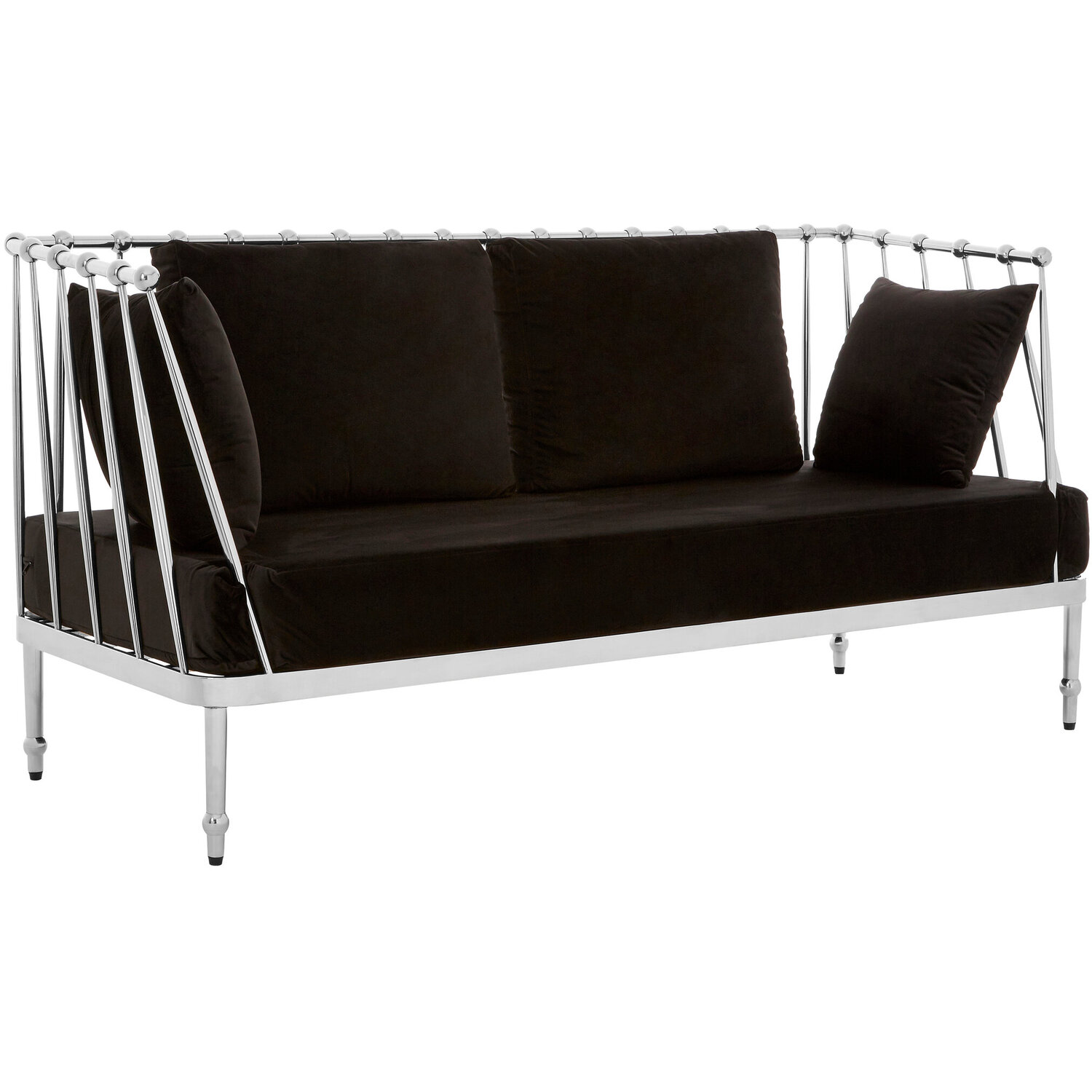 Novo 2 Seat Silver Finish Tapered Arms Sofa - Silver