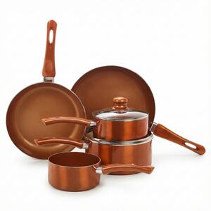 5 Piece Copper Ceramic Cookware Set - Brown - Set of 5