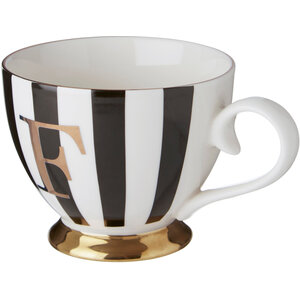 Duchess Black and White Monogram Mug, F