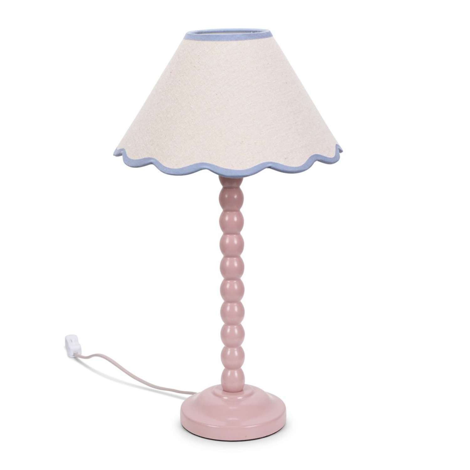 Valuelights Bobbins Blue Scallop Shade Rose Pink Led Table Lamp - Image 4