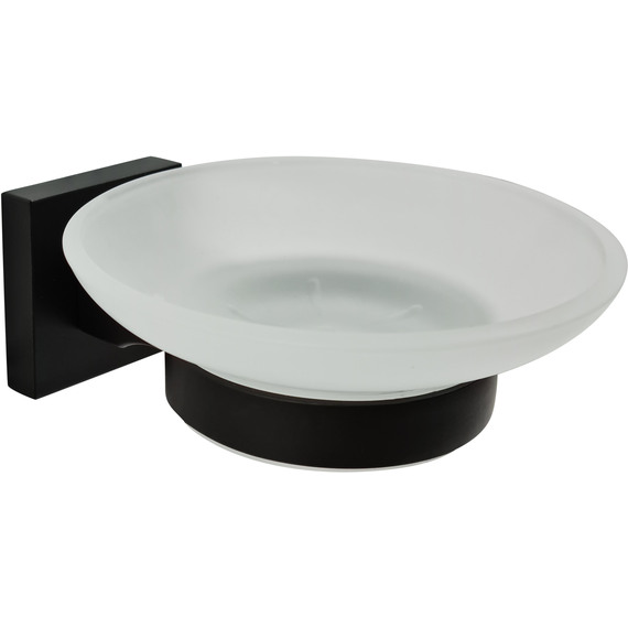 Soap Holder Black Glass Dish & Holder