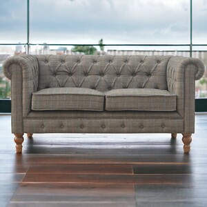 Solid Wood upholstered 2 Seat Chesterfield