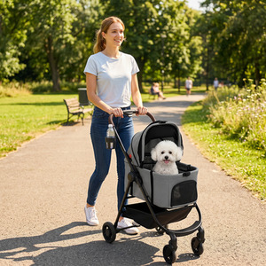 Pawhut 3 in 1 Foldable Pet Stroller with Travel Carrier