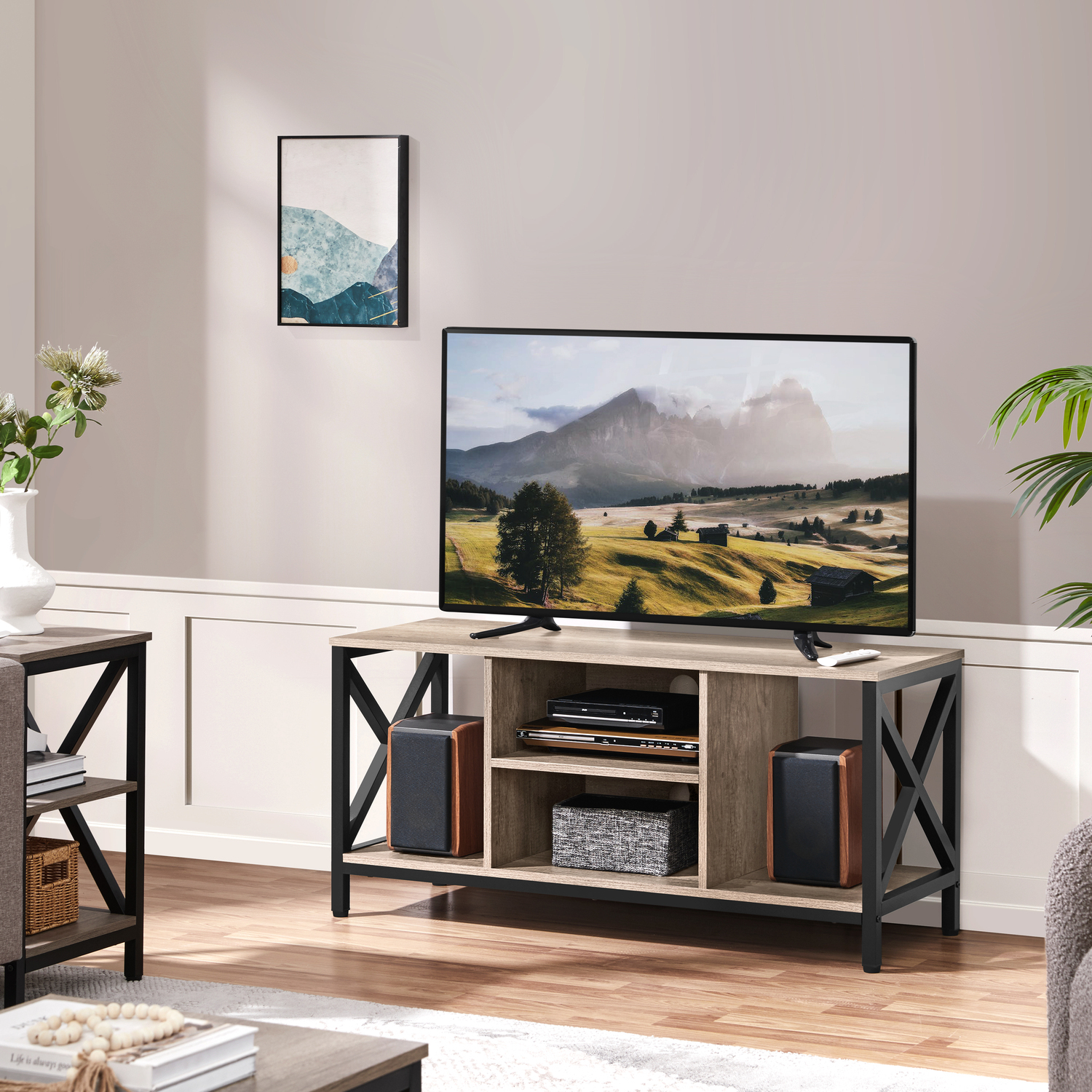 X Shaped Display Rack Industrial TV Stand with X-Shape Structures