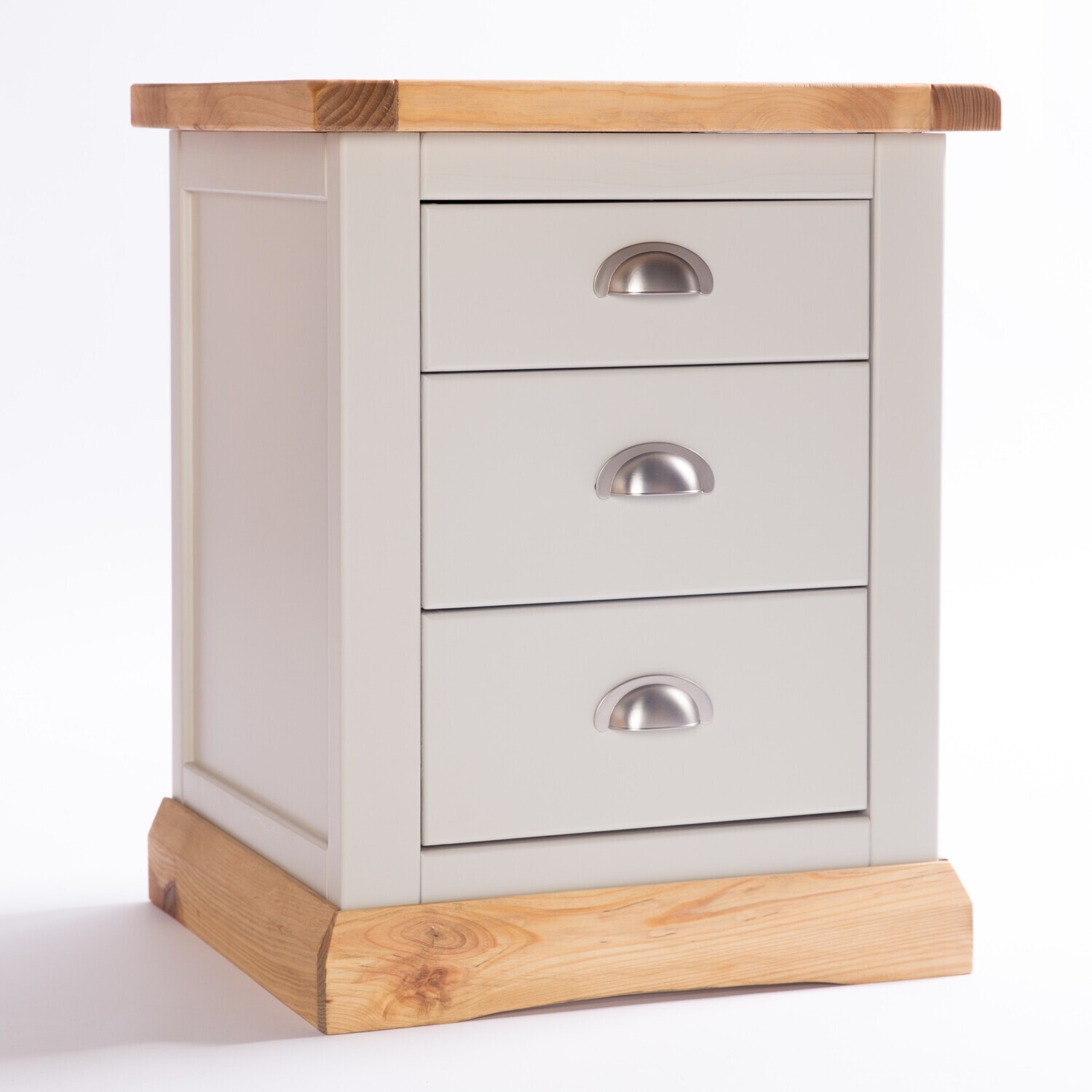 Cabinet Bits Bomporto 3 Drawer Bedside Cabinet - Grey / Chrome