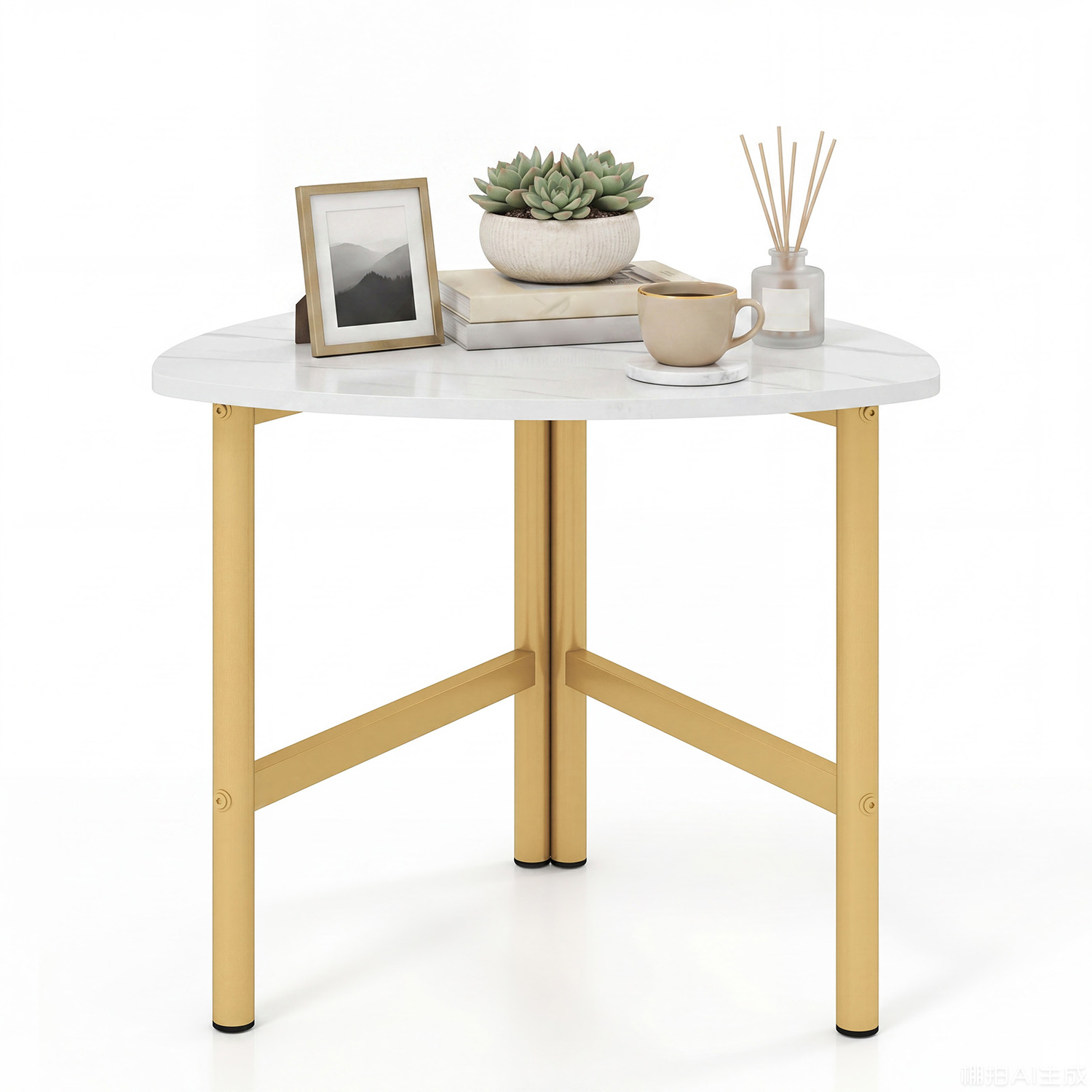 Costway Modern Sofa Couch Coffee Table - White