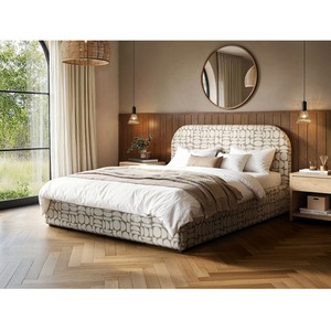 Alba Jacquard Pattern Ottoman Bed Beige Chenille