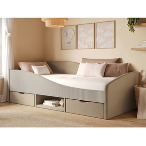 Aubrey Velvet Storage Low Sleeper Bed with Beige Cord