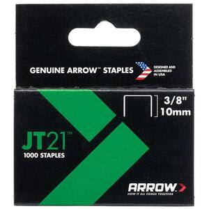 ARROW Jt21 T27 Staples 10mm (3/8In) Box 1000